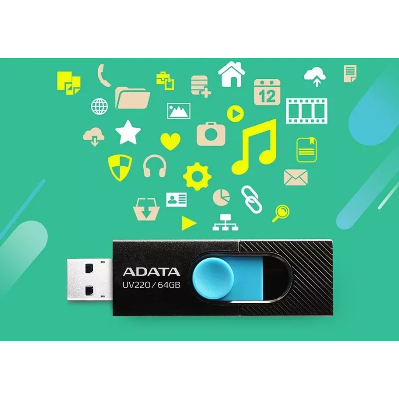 Pen USB ADATA UV220 64 GB USB Type-A 2.0 preto, azul