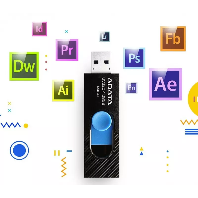 Pen USB ADATA UV320 128 GB USB Type-A 3.2 Gen 1 (3.1 Gen 1) preto, azul