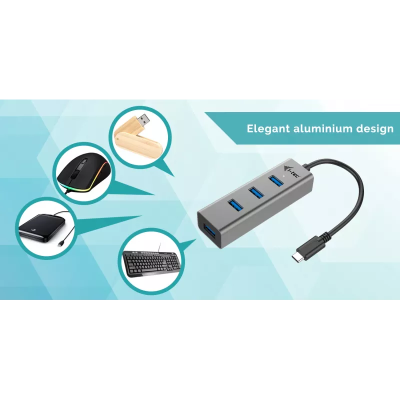 Hub USB-C i-tec Metal 4 portas