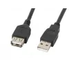 Cabo USB A para A LANBERG CA-USBE-10CC-0018-BK, USB 2.0, 1,8 m, preto