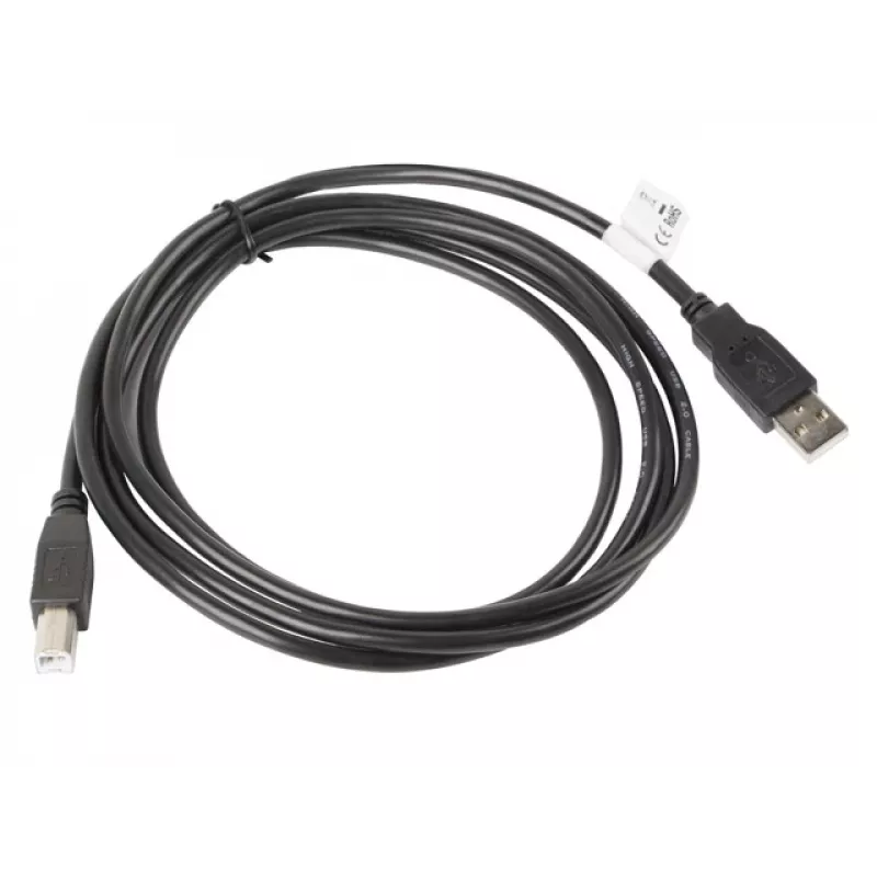 Cabo USB 2.0 LANBERG CA-USBA-10CC-0018-BK — 1,8 m, USB A (macho) para USB B (macho), preto