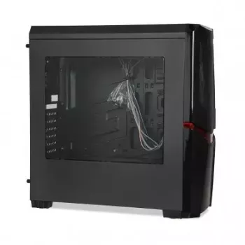 Caixa de PC IBOX ORCUS X14 Midi Tower preto — ITX/ATX, janela lateral, iluminação vermelha, 3 baías de 3,5 polegadas, 2 baías de 2,5 polegadas, 1×5,25 polegadas, USB 3.2 Gen1 Type-A