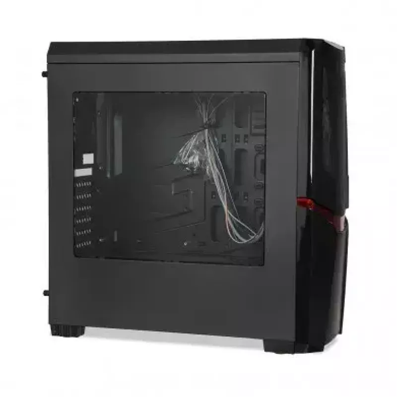 Caixa de PC iBox Orcus X14 Midi Tower, ATX/Micro ATX/ITX, janela lateral, 2 ventoinhas de 120 mm com iluminação vermelha, 3 baias de 3,5 polegadas, 2 de 2,5 polegadas, 1 de 5,25 polegadas, USB 3.0, preta