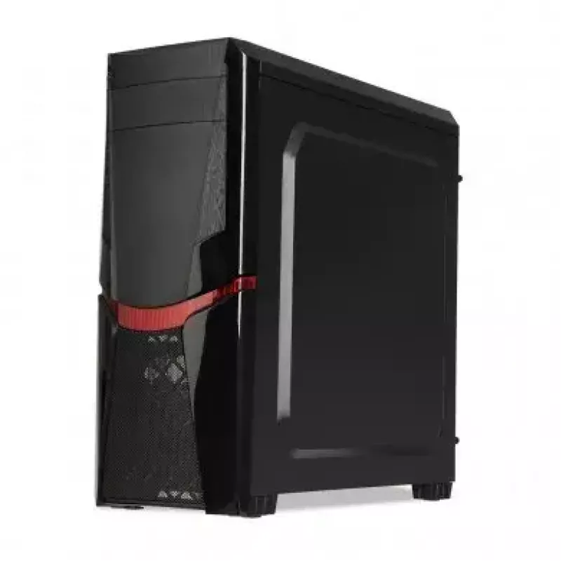Caixa de PC iBox Orcus X14 Midi Tower, ATX/Micro ATX/ITX, janela lateral, 2 ventoinhas de 120 mm com iluminação vermelha, 3 baias de 3,5 polegadas, 2 de 2,5 polegadas, 1 de 5,25 polegadas, USB 3.0, preta