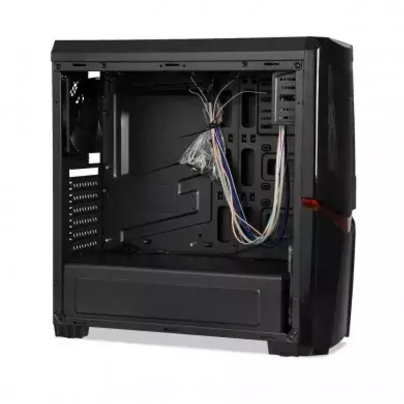 Caixa de PC iBox Orcus X14 Midi Tower, ATX/Micro ATX/ITX, janela lateral, 2 ventoinhas de 120 mm com iluminação vermelha, 3 baias de 3,5 polegadas, 2 de 2,5 polegadas, 1 de 5,25 polegadas, USB 3.0, preta