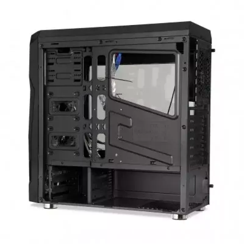 Caixa de PC iBox Orcus X14 Midi Tower, ATX/Micro ATX/ITX, janela lateral, 2 ventoinhas de 120 mm com iluminação vermelha, 3 baias de 3,5 polegadas, 2 de 2,5 polegadas, 1 de 5,25 polegadas, USB 3.0, preta