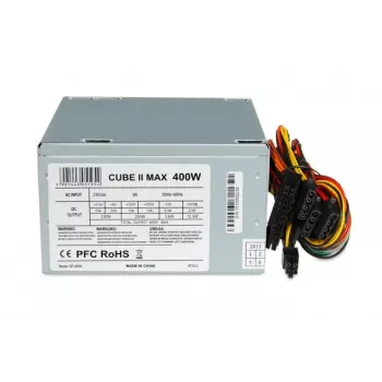 Fonte de alimentação ATX IBOX CUBE II 400 W — 20+4 pinos, ventoinha de 120 mm, prateado