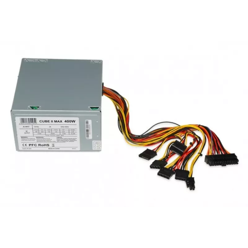 Fonte de alimentação ATX IBOX CUBE II 400 W — 20+4 pinos, ventoinha de 120 mm, prateado