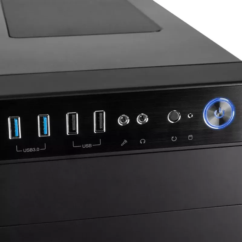 Caixa de PC Modecom Oberon Pro Midi Tower, ATX/Micro ATX/ITX, janela lateral, placa gráfica até 395 mm, 2x USB 3.0, preta