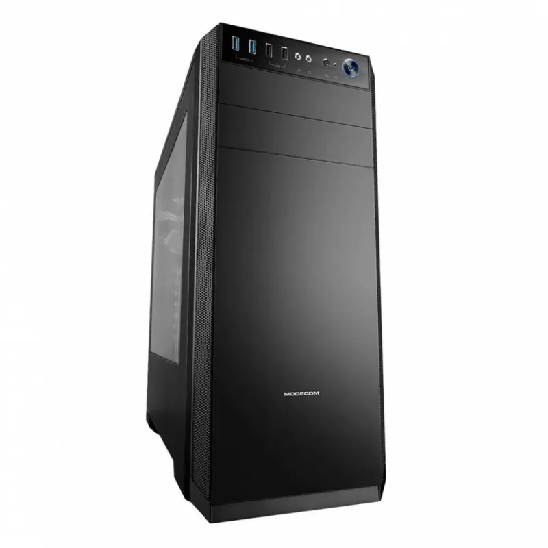 Caixa de PC Modecom Oberon Pro Midi Tower, ATX/Micro ATX/ITX, janela lateral, placa gráfica até 395 mm, 2x USB 3.0, preta