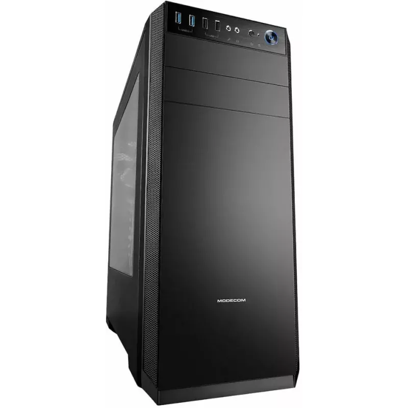 Caixa de PC Modecom Oberon Pro Midi Tower, ATX/Micro ATX/ITX, janela lateral, placa gráfica até 395 mm, 2x USB 3.0, preta