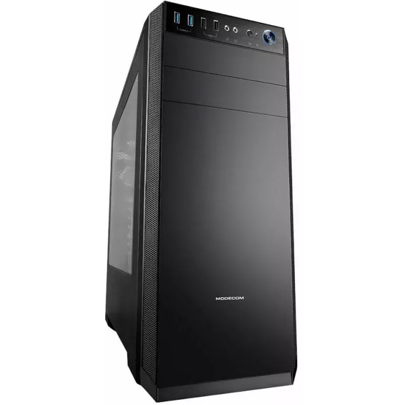 Caixa de PC Modecom Oberon Pro Midi Tower, ATX/Micro ATX/ITX, janela lateral, placa gráfica até 395 mm, 2x USB 3.0, preta