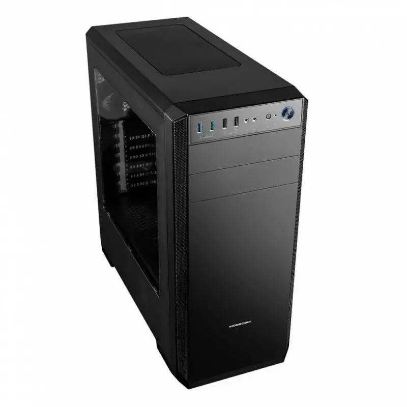 Caixa de PC Modecom Oberon Pro Midi Tower, ATX/Micro ATX/ITX, janela lateral, placa gráfica até 395 mm, 2x USB 3.0, preta