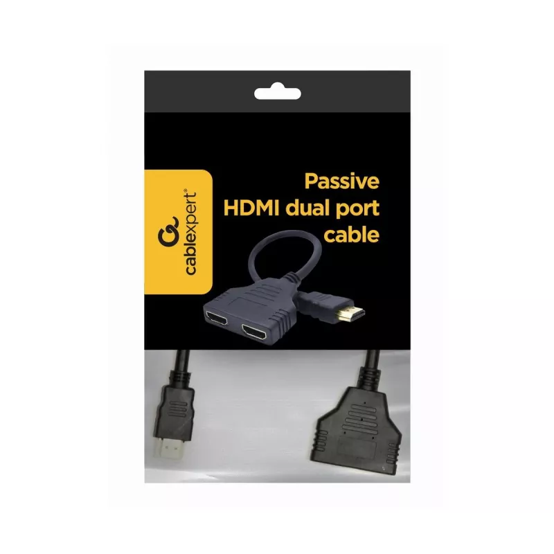 Cabo HDMI Gembird DSP-2PH4-04 — HDMI tipo A macho para 2× HDMI tipo A fêmea, preto, fichas retas