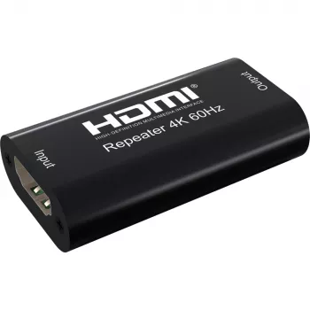 Repetidor AV TECHLY IDATA-HDMI2-RIP4KT — HDMI 2.0, HDCP 2.2, 4096×2160, distância máxima 40 m, preto