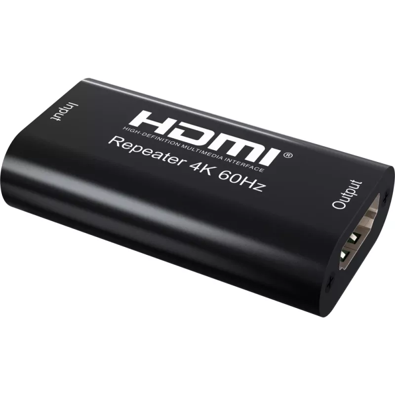 Repetidor AV TECHLY IDATA-HDMI2-RIP4KT — HDMI 2.0, HDCP 2.2, 4096×2160, distância máxima 40 m, preto