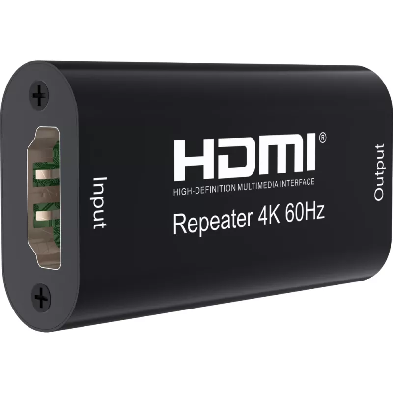 Repetidor AV TECHLY IDATA-HDMI2-RIP4KT — HDMI 2.0, HDCP 2.2, 4096×2160, distância máxima 40 m, preto