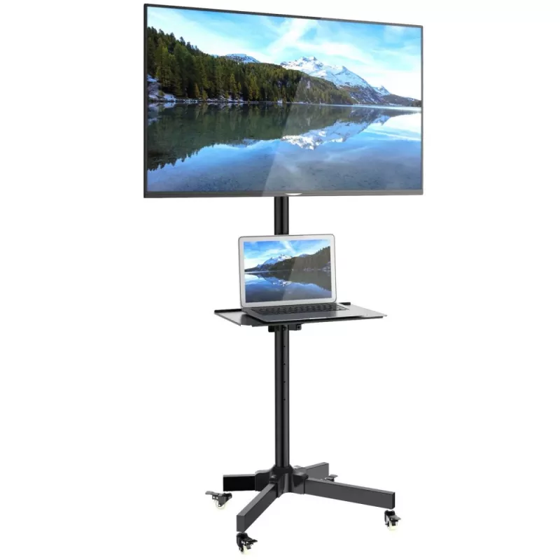 Suporte de chão com rodas Techly para LCD/LED/Plasma 23 polegadas-55 polegadas, 58,4 cm (23 polegadas), 139,7 cm (55 polegadas), 50 x 50 mm, 400 x 400 mm, -15 - 15°, preto