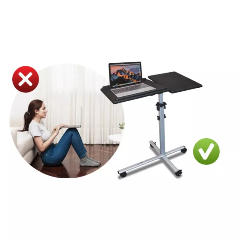 Suporte para portátil Techly universal com rodas ajustável para notebook projetor preto