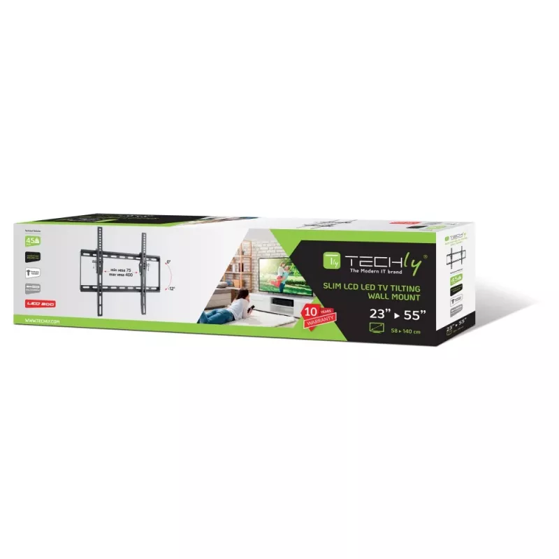 Suporte de parede inclinável Techly para TV LED-LCD 23-55 preto ICA-PLB 161M