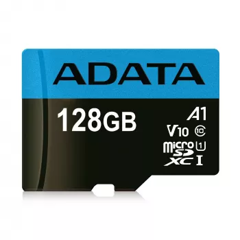 Memória flash MicroSDXC ADATA 128 GB UHS‑I Class 10 — 85 MB/s de leitura, 25 MB/s de escrita, à prova de água, com adaptador SD