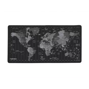 Tapete de rato NATEC Time Zone Map Maxi — tecido 400×800 mm, 2,5 mm, impermeável, antiderrapante