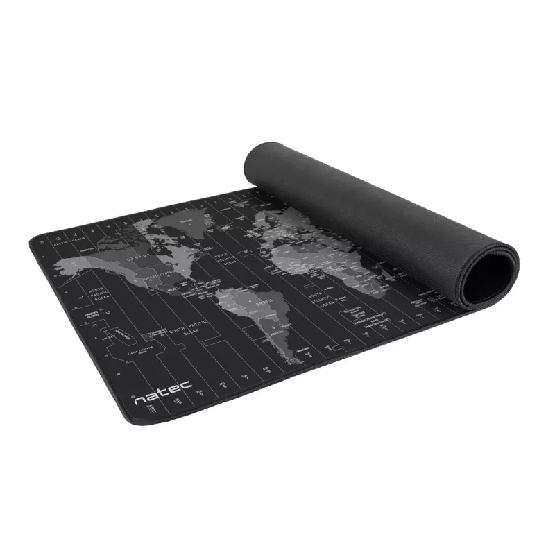 Tapete de rato NATEC Time Zone Map Maxi — tecido 400×800 mm, 2,5 mm, impermeável, antiderrapante