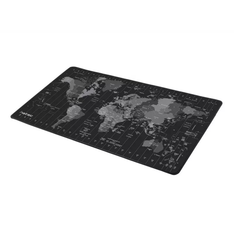 Tapete de rato NATEC Time Zone Map Maxi — tecido 400×800 mm, 2,5 mm, impermeável, antiderrapante