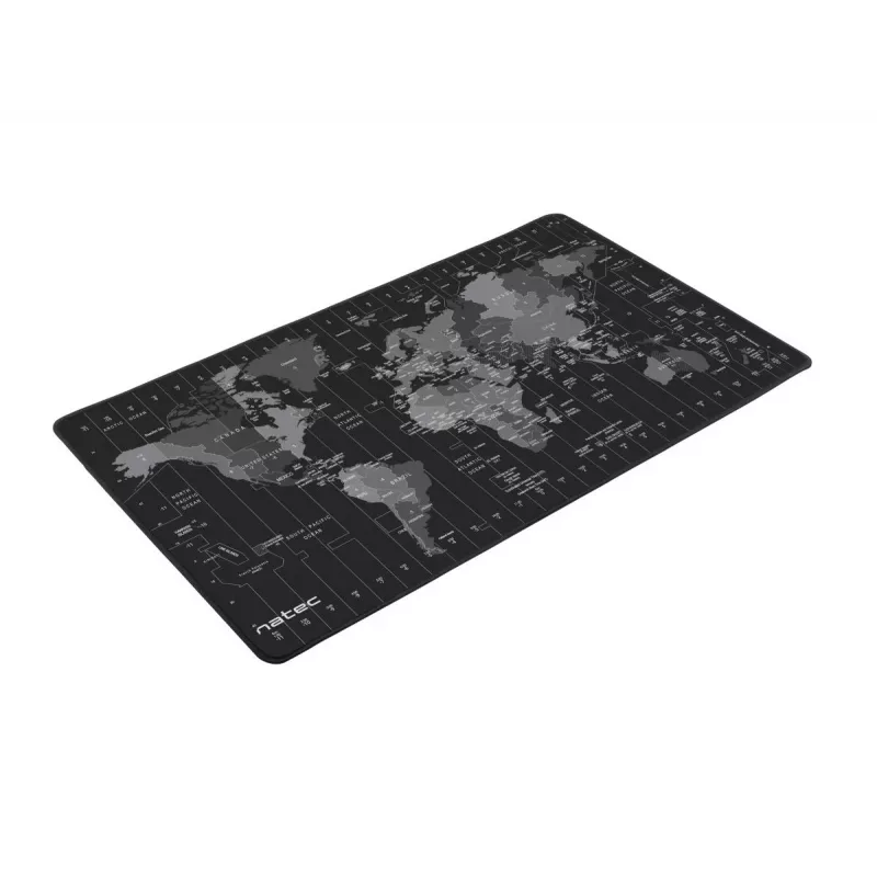 Tapete de rato NATEC Time Zone Map Maxi — tecido 400×800 mm, 2,5 mm, impermeável, antiderrapante