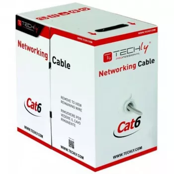 Cabo de rede TECHLY Cat6 U/UTP ITP6-CCA-305-BL, 305 m, 23 AWG maciço, 250 MHz, azul, bainha PVC