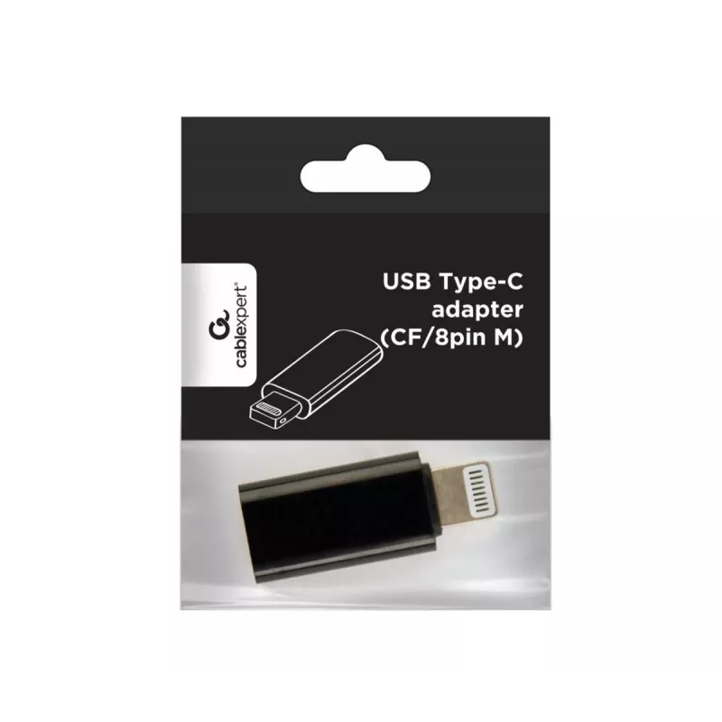 Adaptador de cabo Gembird A-USB-CF8PM-01 USB Type-C 8 pinos para..., preto
