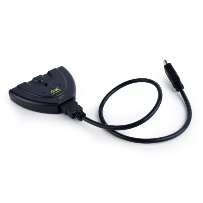 Hub de interfaces HDMI Gembird DSW-HDMI-35 — 3 portas, HDMI, cabo de 0,5 m, preto