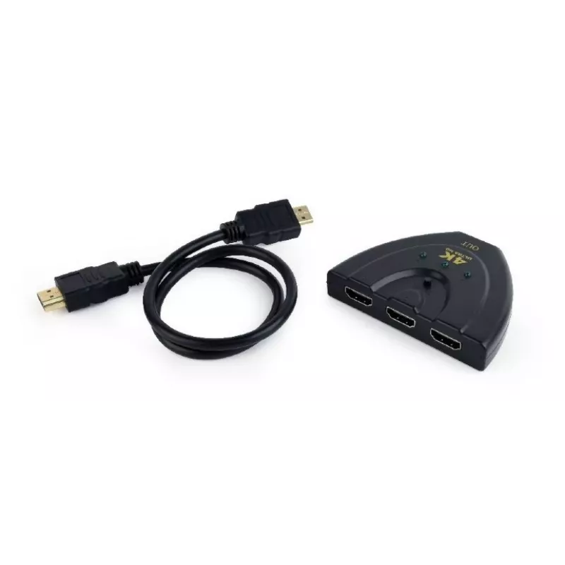 Hub de interfaces HDMI Gembird DSW-HDMI-35 — 3 portas, HDMI, cabo de 0,5 m, preto