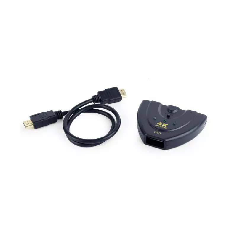 Hub de interfaces HDMI Gembird DSW-HDMI-35 — 3 portas, HDMI, cabo de 0,5 m, preto