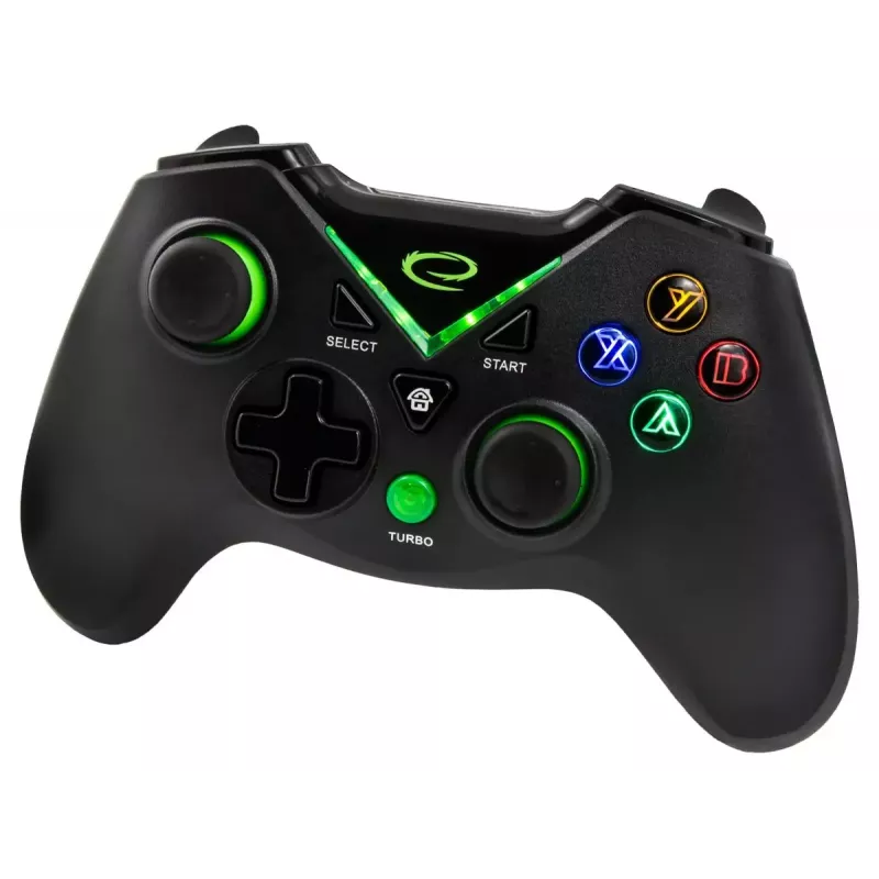 Comando de jogos sem fios ESPERANZA EGG112K 2,4 GHz para PC e PS3, recetor USB, preto, 12 botões, sticks analógicos