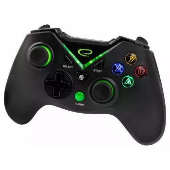 Comando de jogos sem fios ESPERANZA EGG112K 2,4 GHz para PC e PS3, recetor USB, preto, 12 botões, sticks analógicos