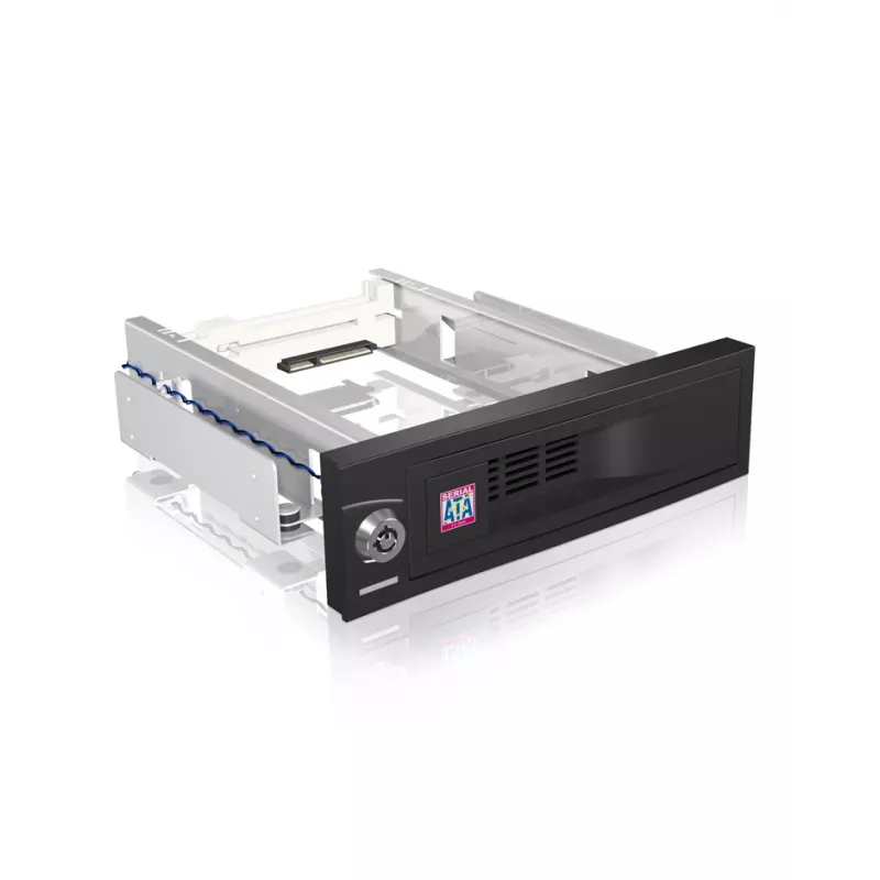 ICY BOX IB-168SK-B gaveta amovível sem tabuleiro para HDD SATA de 3,5″ em baia de 5,25″ (13,3 cm), com fechadura, preta