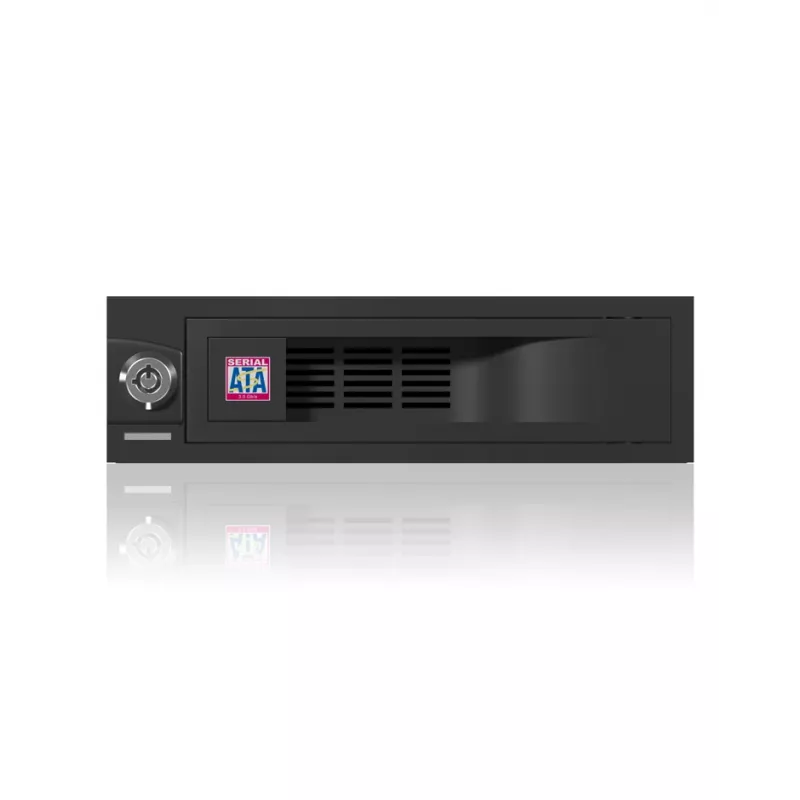 ICY BOX IB-168SK-B gaveta amovível sem tabuleiro para HDD SATA de 3,5″ em baia de 5,25″ (13,3 cm), com fechadura, preta