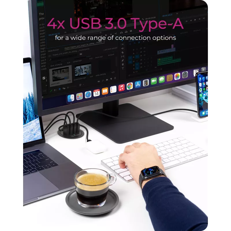 ICY BOX IB-HUB1403 USB 3.2 Gen 1 (3.1 Gen 1) Type-A 5000 Mbit/s preto