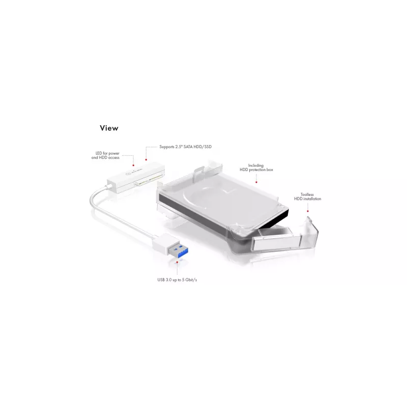 Caixa para HDD/SSD ICY BOX IB-AC703-U3 branco 2,5 polegadas