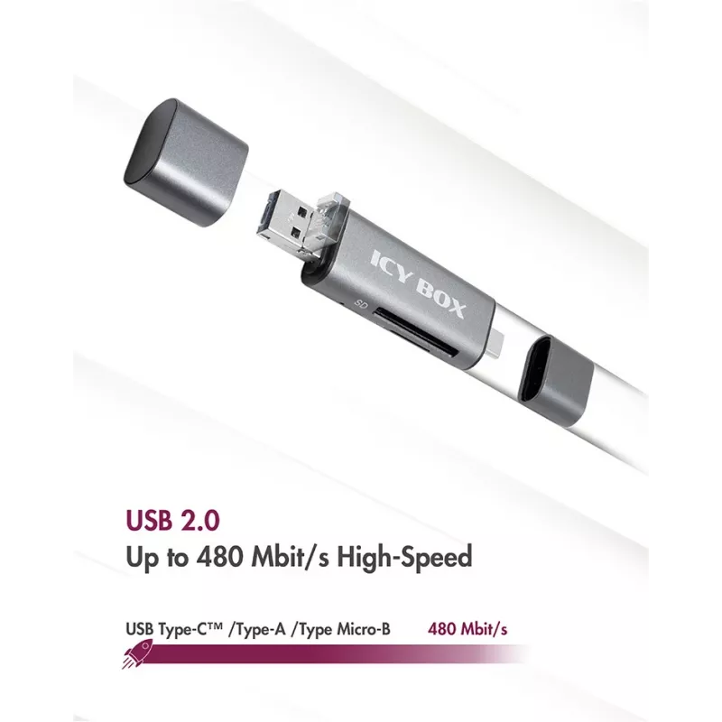 Leitor de cartões ICY BOX IB-CR200-C USB 2.0 preto