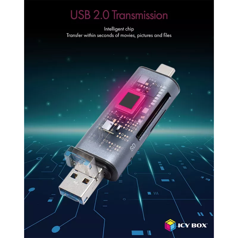 Leitor de cartões ICY BOX IB-CR200-C USB 2.0 preto