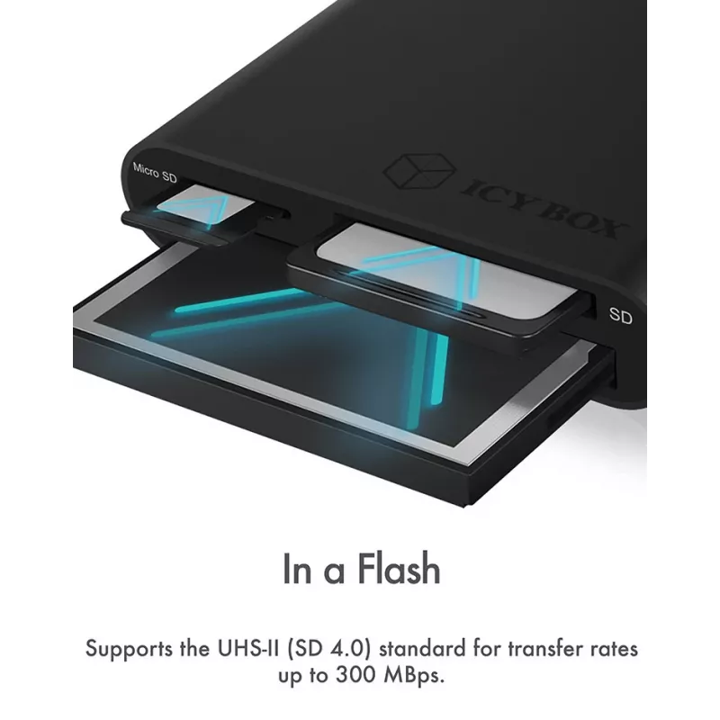 Leitor de cartões ICY BOX IB-CR301-U3 USB 3.2 Gen 1 (3.1 Gen 1) preto