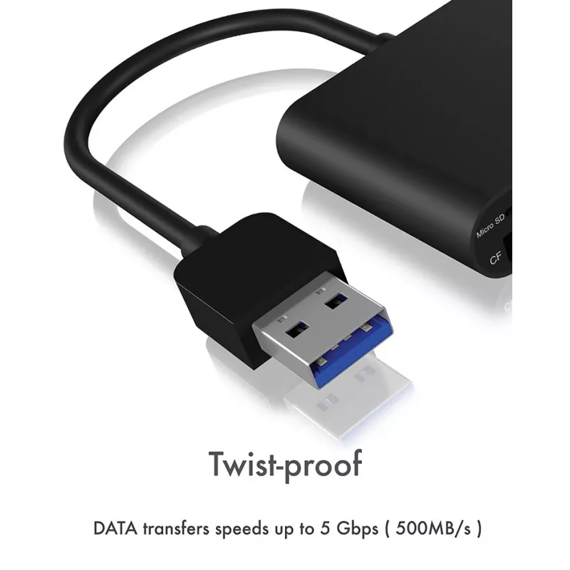 Leitor de cartões ICY BOX IB-CR301-U3 USB 3.2 Gen 1 (3.1 Gen 1) preto