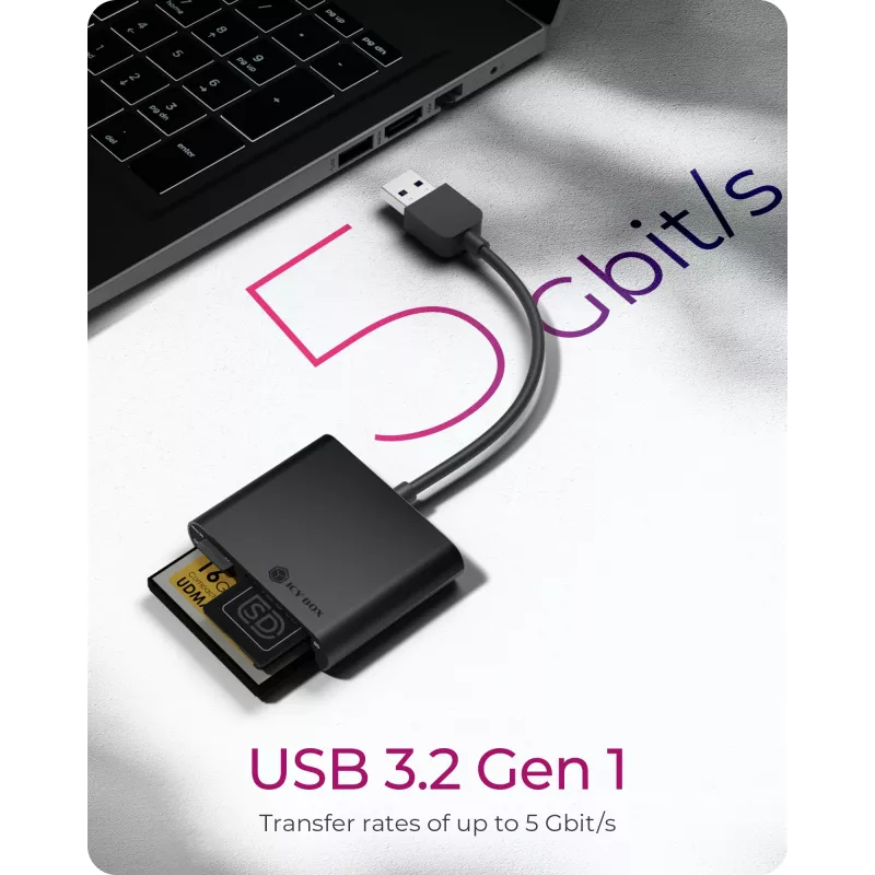 Leitor de cartões ICY BOX IB-CR301-U3 USB 3.2 Gen 1 (3.1 Gen 1) preto