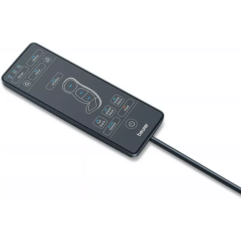 Beurer MG 254 capa de assento de massagem Shiatsu para pescoço e costas completas, com função de calor, telecomando, preta/cinzenta