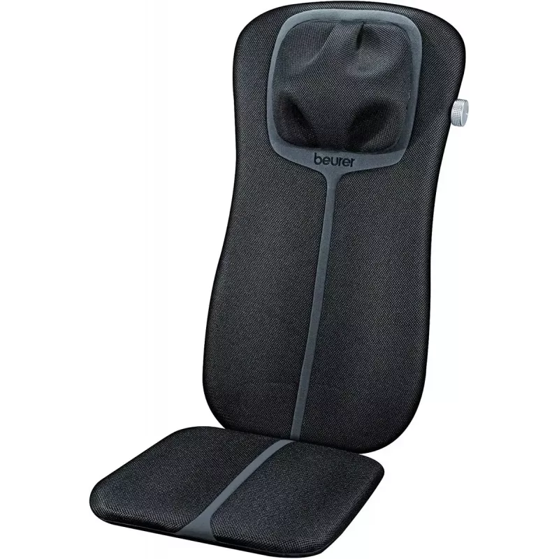 Beurer MG 254 capa de assento de massagem Shiatsu para pescoço e costas completas, com função de calor, telecomando, preta/cinzenta