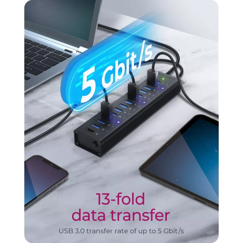 ICY BOX IB-AC6113 USB 3.2 Gen 1 (3.1 Gen 1) Type-B 5000 Mbit/s preto