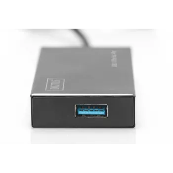 Hub USB 3.0 DIGITUS, 4 portas incl. fonte de alimentação 5V/2A caixa de alumínio