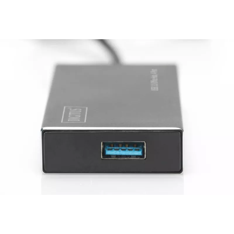 Hub USB 3.0 DIGITUS, 4 portas incl. fonte de alimentação 5V/2A caixa de alumínio